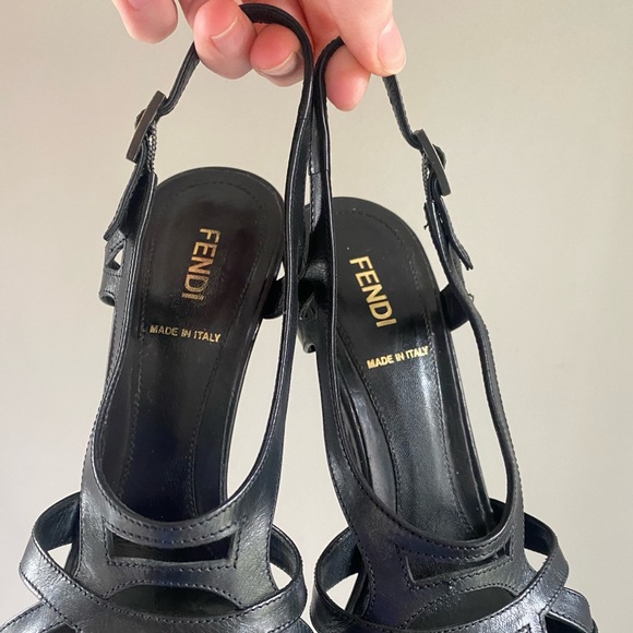 FENDI spuntata cuoietto nero heels sandal black Size 37 - Picture 4 of 16